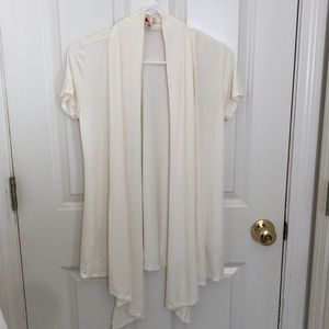 Cream short sleeve rayon cardigan
